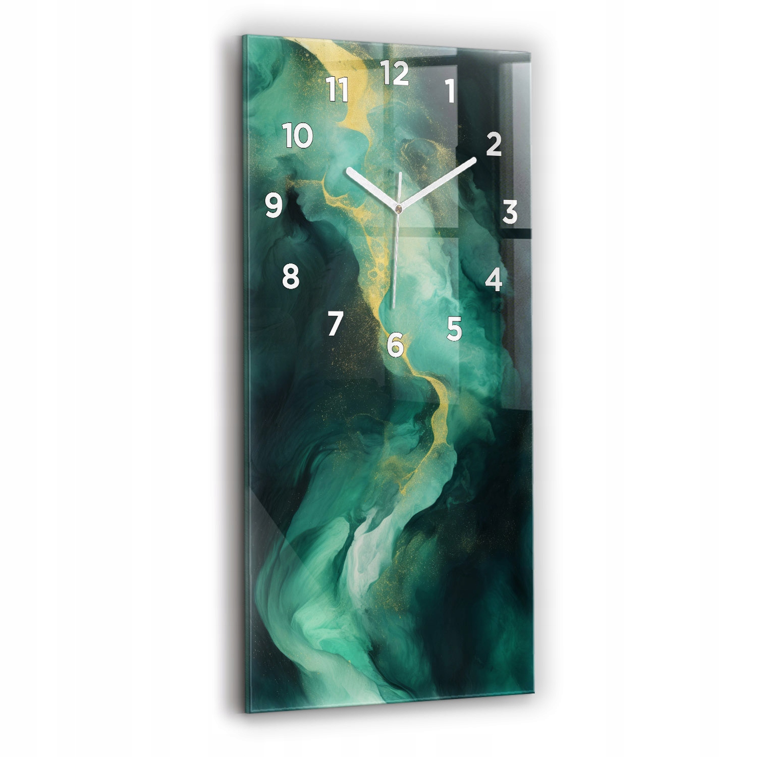 Skleněné hodiny Klasické Tekoucí bezhlučné jako Dárek Zelený mramor 30x60