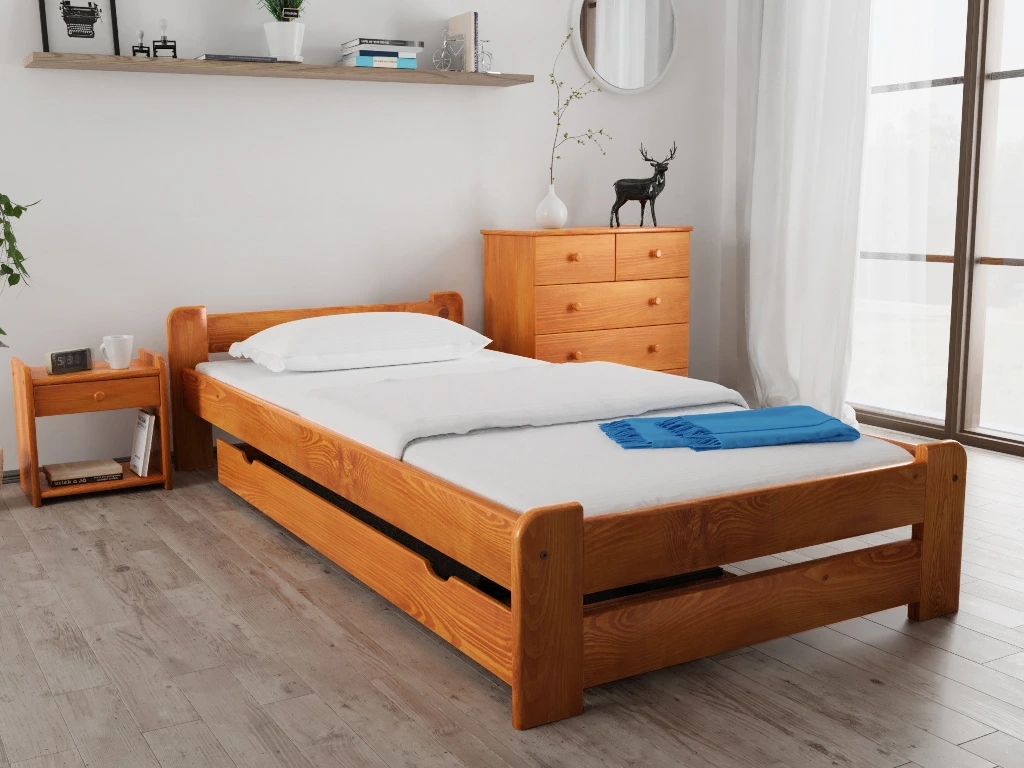 Postel Emily 80×200 cm, olše bez roštu, matr. Coco Maxi 20 cm