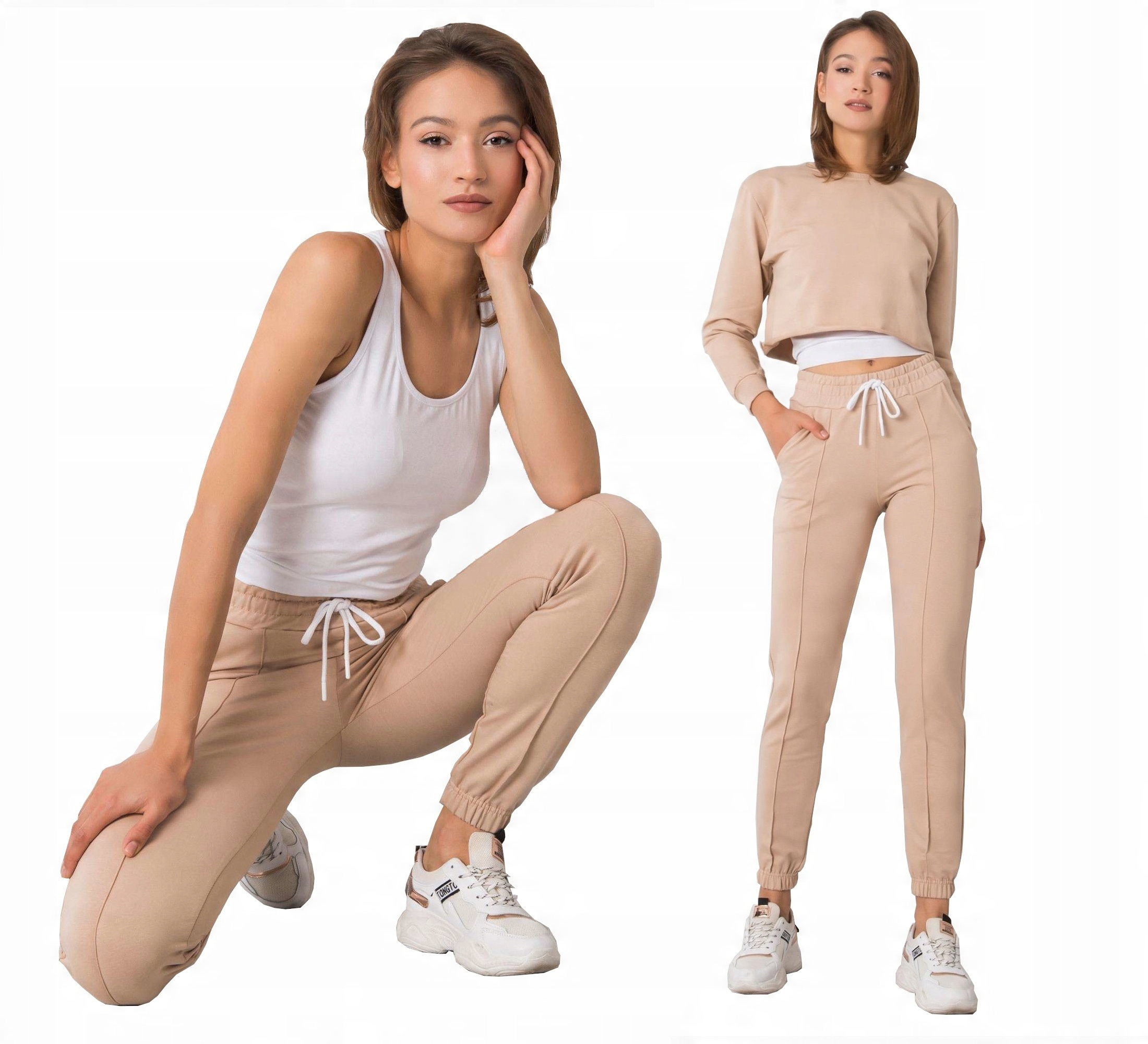 

Komplet 3cz fitness Dres t-shirt Bluza beige 382 M