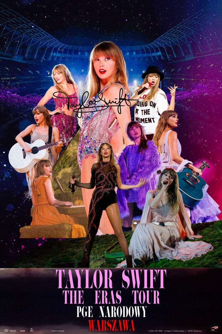 TAYLOR SWIFT - Warszawa (2024) Plakat UNIQUE ART PREMIUM - AUTOGRAF !!!