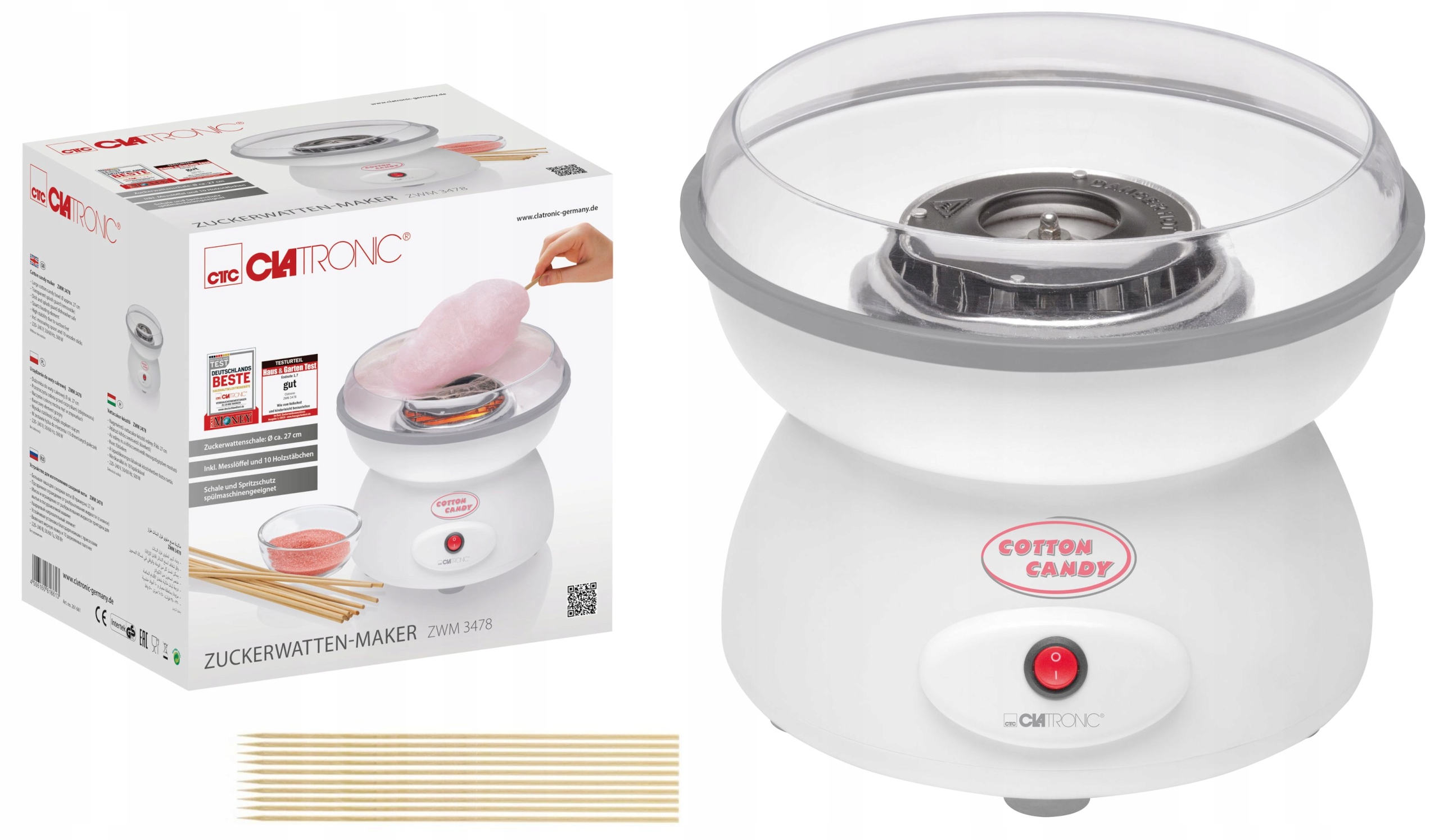 WATA CUKROWA MASZYNA DOMOWA DO WATY Clatronic ZWM