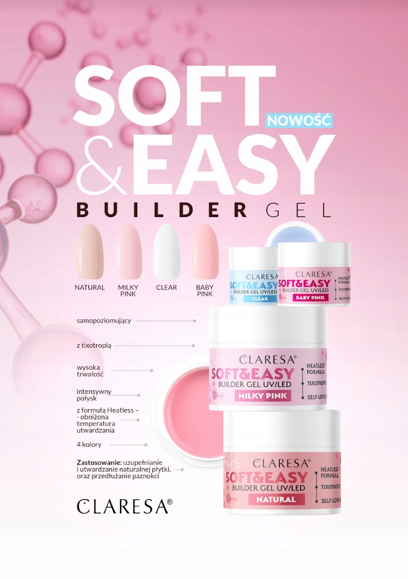 CLARESA Żel SOFT&EASY BUILDER GEL NATURAL 45G Pojemność 45 ml