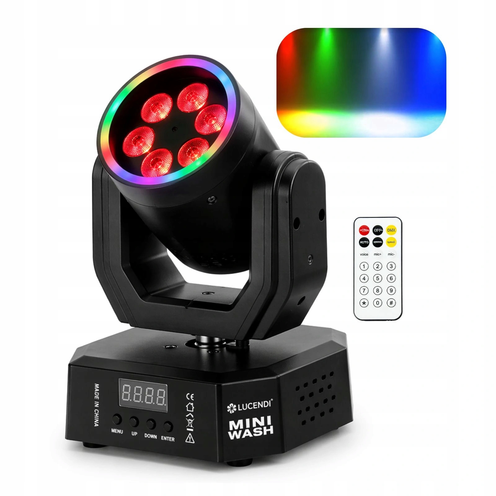 Głowa ruchoma Mini Wash 6x4W LED RGBW + RING Lucendi