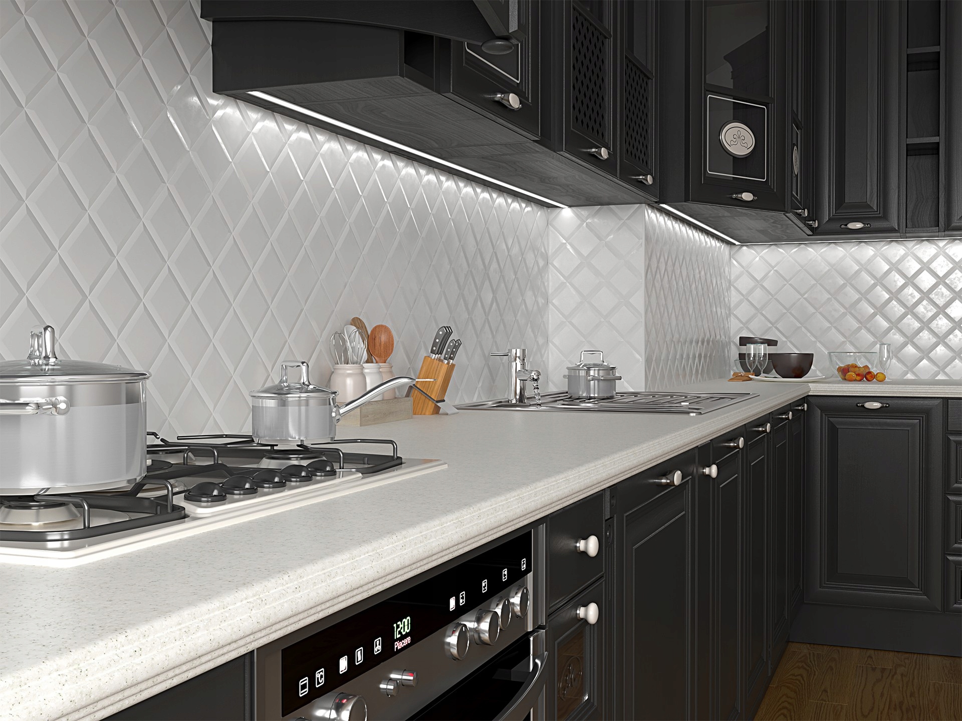 Profil LED wpuszczany P6-1/2 czarny 3m+osłona Typ profil do LED