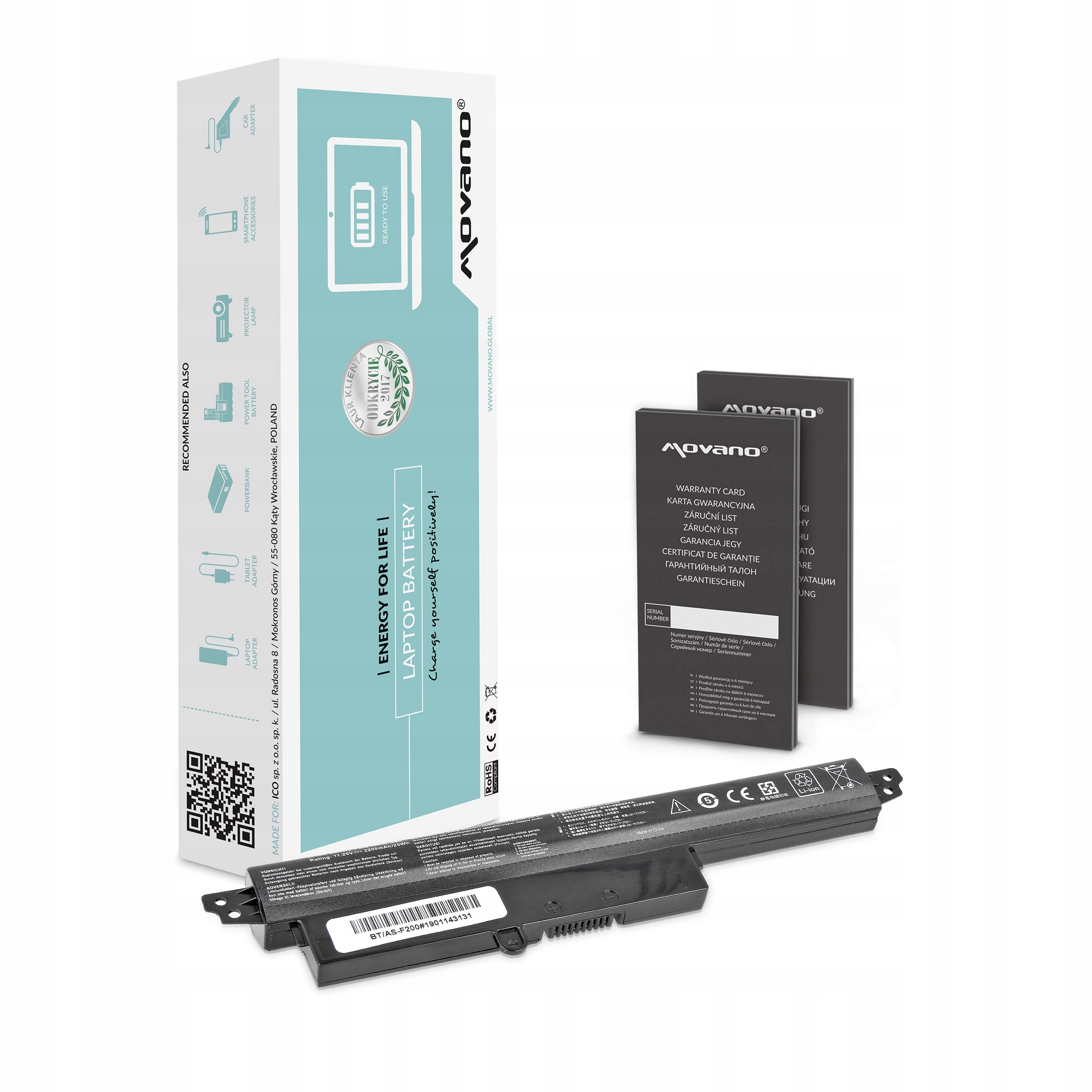 Baterie Movano pro Asus Vivobook S200, X200 2200 mAh