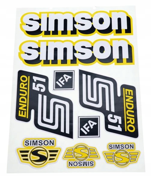 

Naklejki komplet Simson S51 Enduro żółte