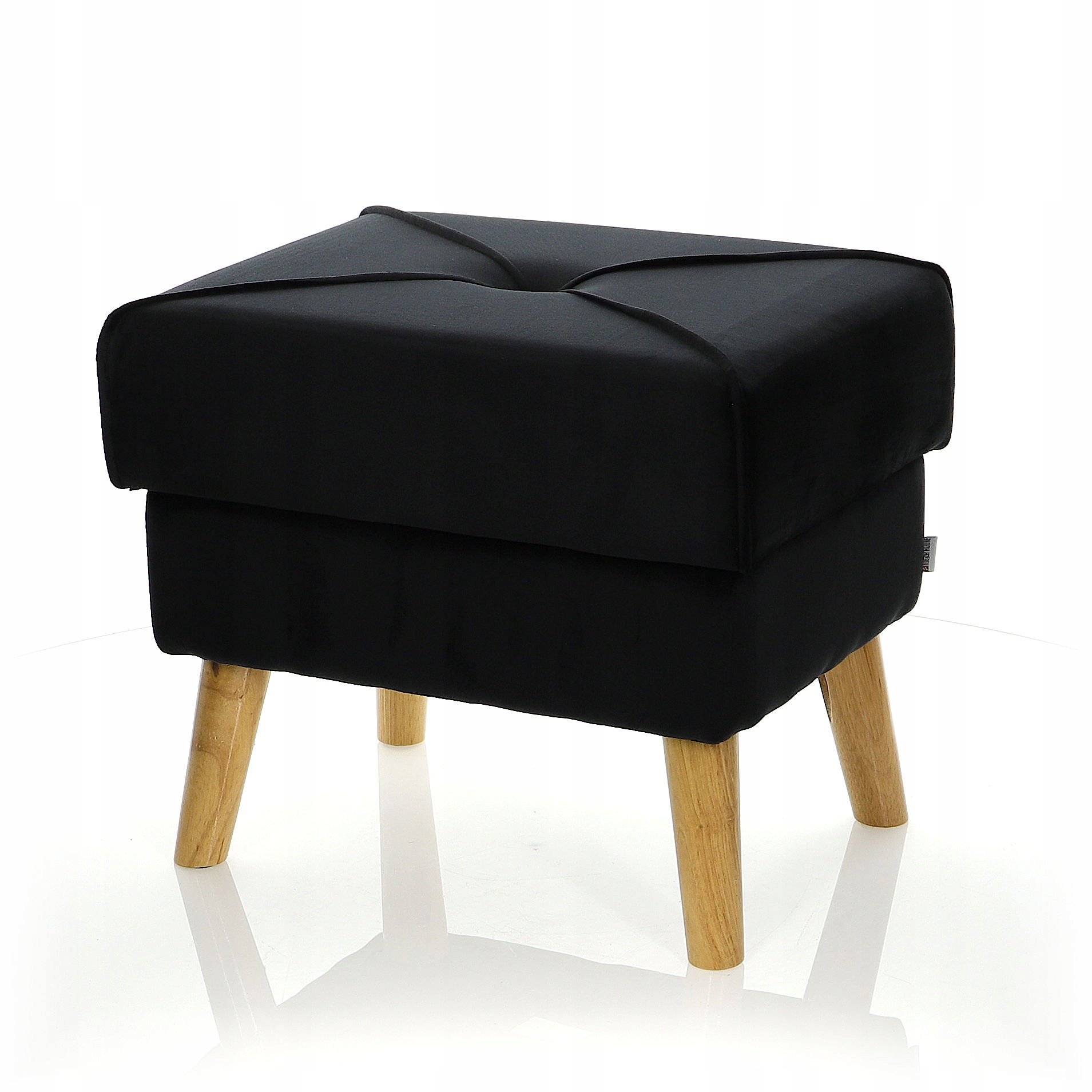 Pufa Welurowa Drewno Czarna Welur OTWIERANA 38cm