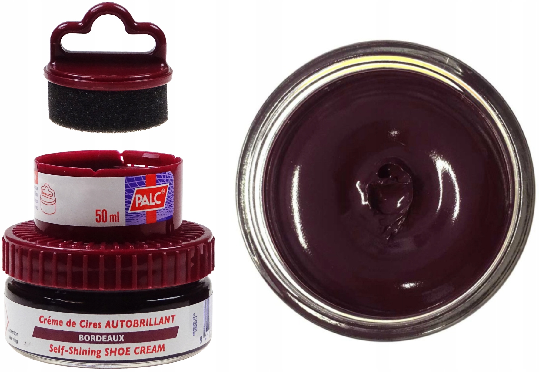 PASTA DO BUTÓW BORDOWA WOSKOWA KREM PALC + GĄBKA