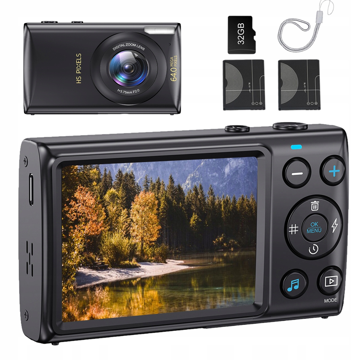 Kompaktní Fotoaparát 4K 64 Mp S 18X Zoomem A 2 Vyměnitelnými Bateriemi