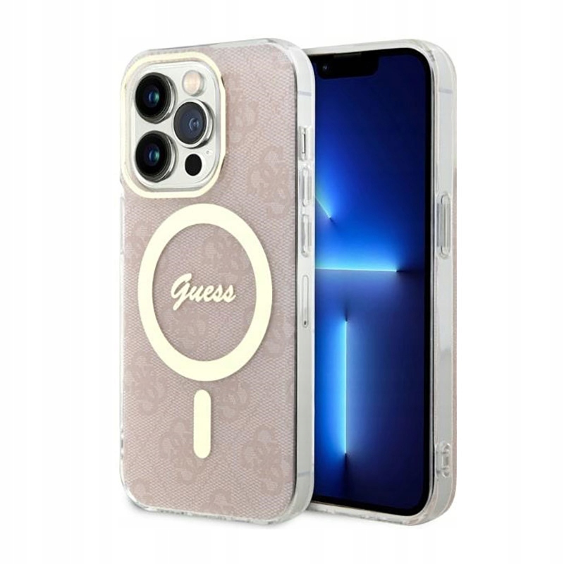 Guess 4G MagSafe – Pouzdro pro iPhone 14 Pro (růžové)