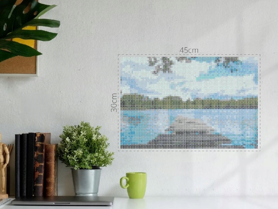 Korálky na žehlení Krajina Příroda Voda Jezero Les Dovolená 30x45 cm