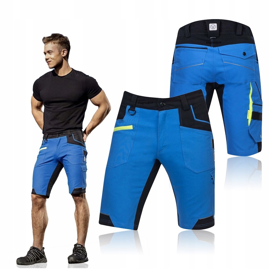 Elastyczne Spodenki Robocze Męskie Szorty Ardon Krótkie Niebieskie Kieszeń