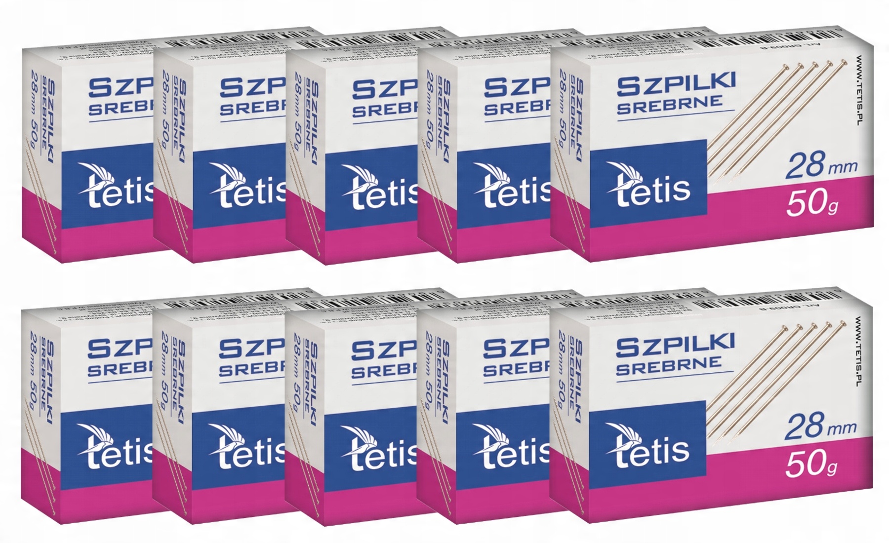 

10x Szpilki stal nierdzewne 28mm 50g Tetis GR009-B