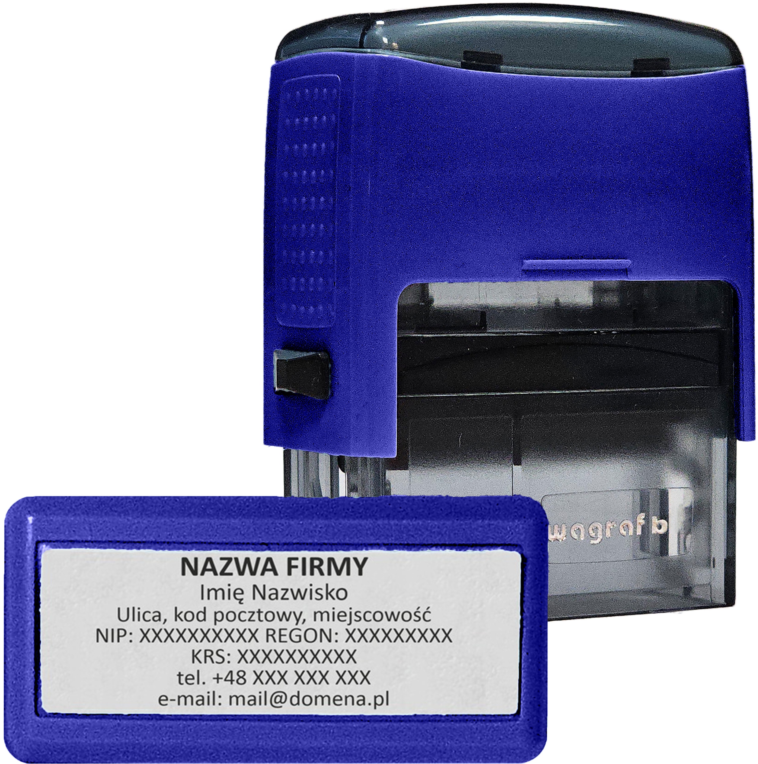 WAGRAF B4 - Pieczątka do 8 wersów FIRMOWA LEKARSKA IMIENNA BIUROWA - kolory