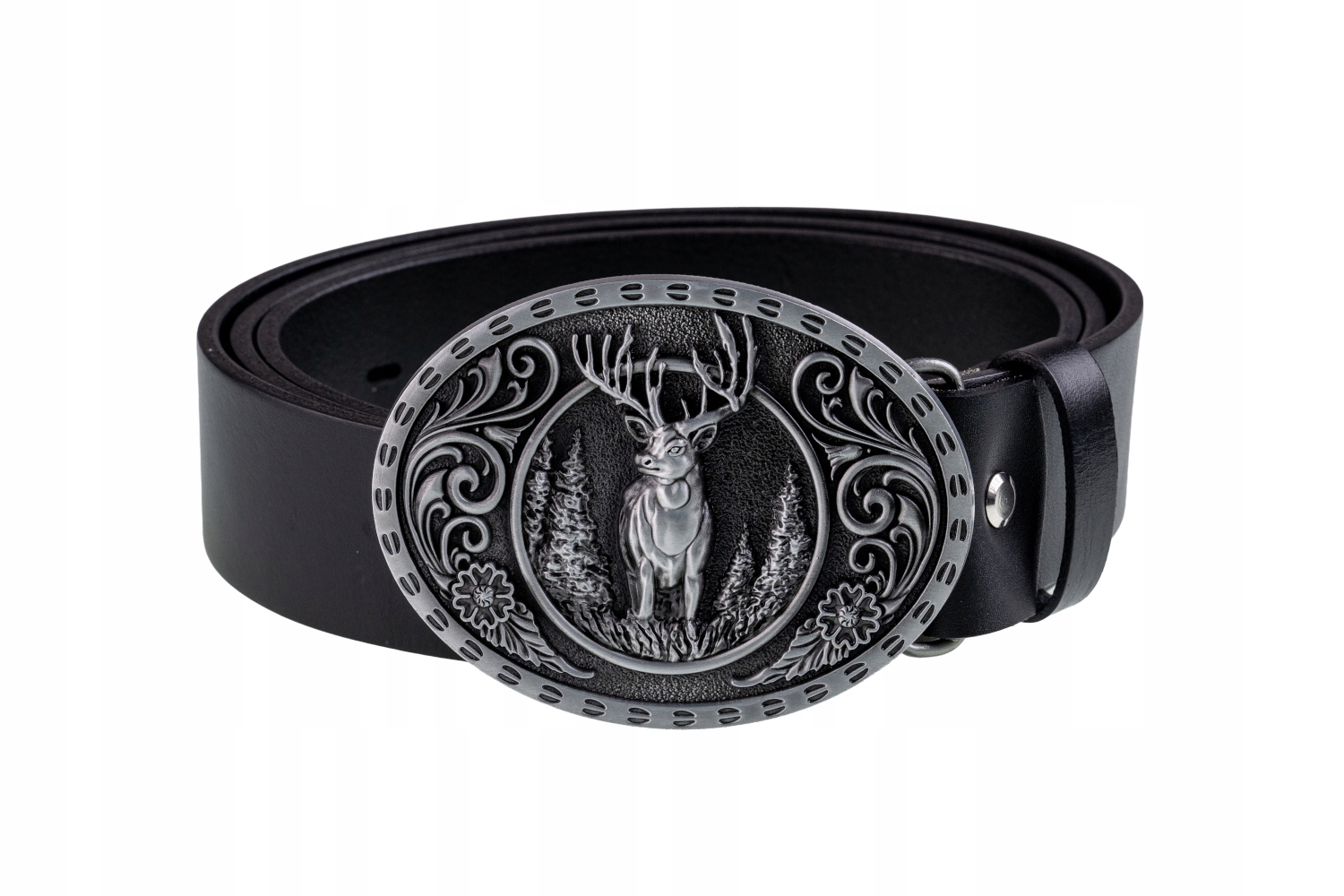 Pasek skórzany Bór Hunter Classic Ornate Deer Silver -120