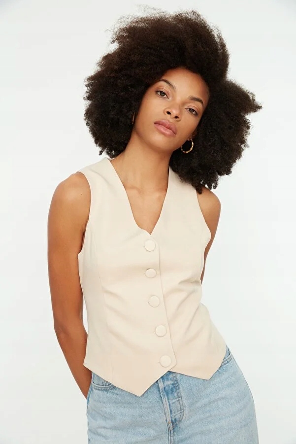 TRENDYOL 34 XS KAMIZELKA BEŻOWA ELEGANCKA R9056 Marka Trendyol