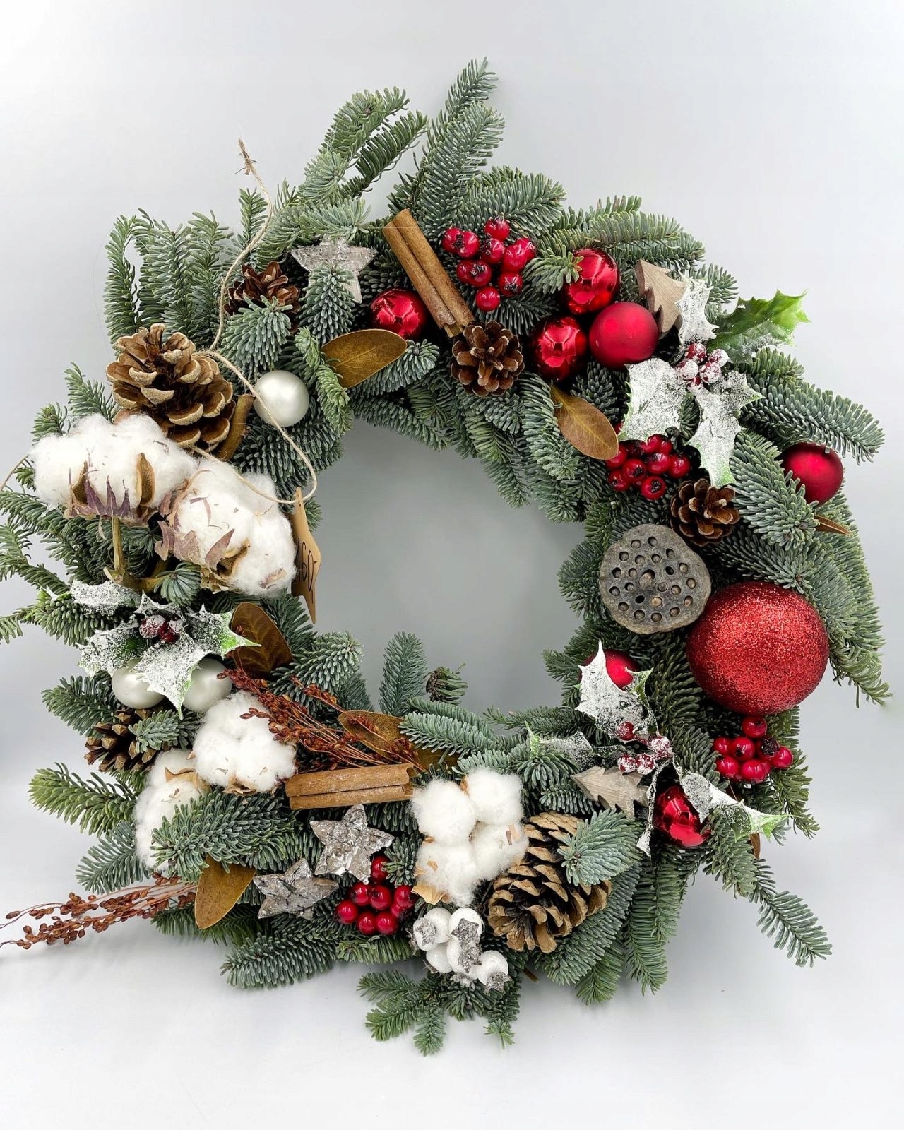 Vianočný Venček z prírodnej jedle nobilis, venček 40 cm, Vianoce