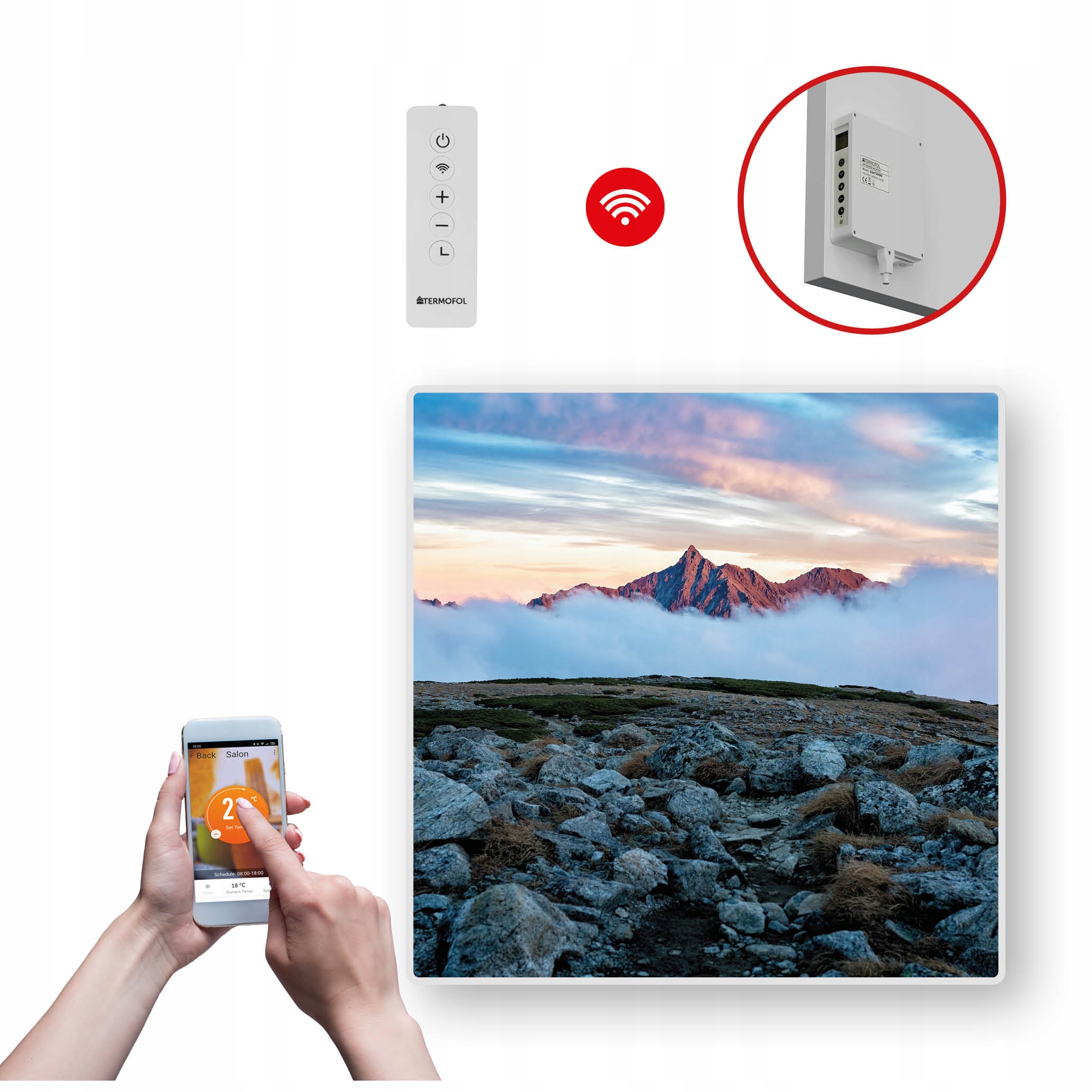 Dekoračný infračervený Vykurovací Panel s výkonom 350 W a Wifi
