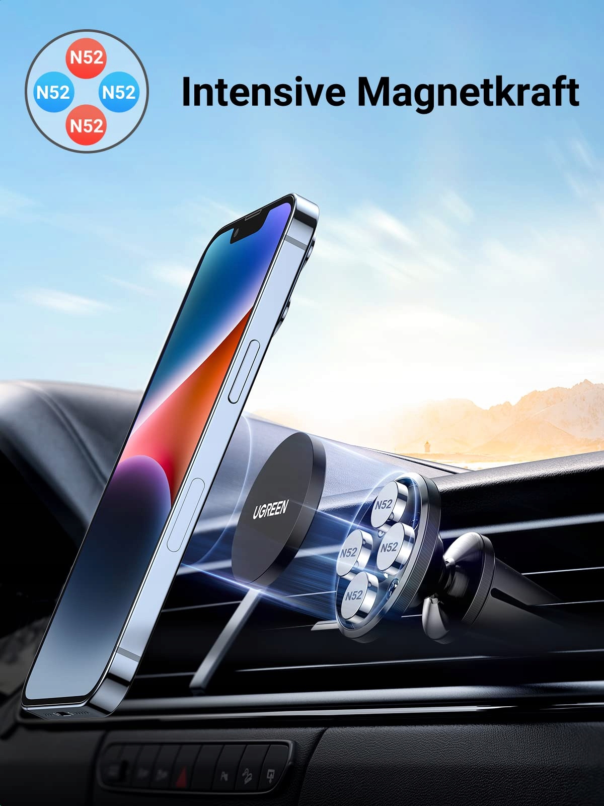 UGREEN Magnetyczny Uchwyt Samochodowy na Telefon 360° iPhone Galaxy Huawei — miniatura 2