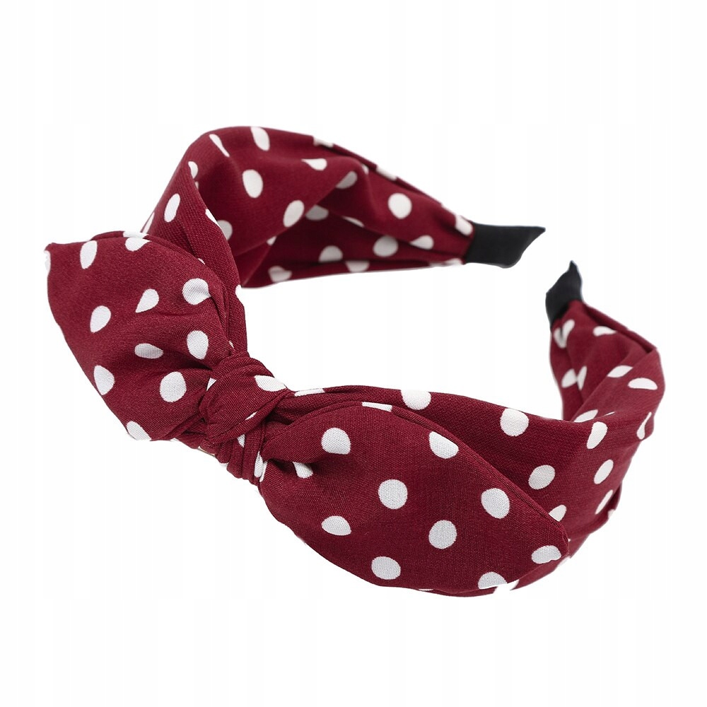 

Opaska do włosów Czerwona w kropki Kokardka Pin Up