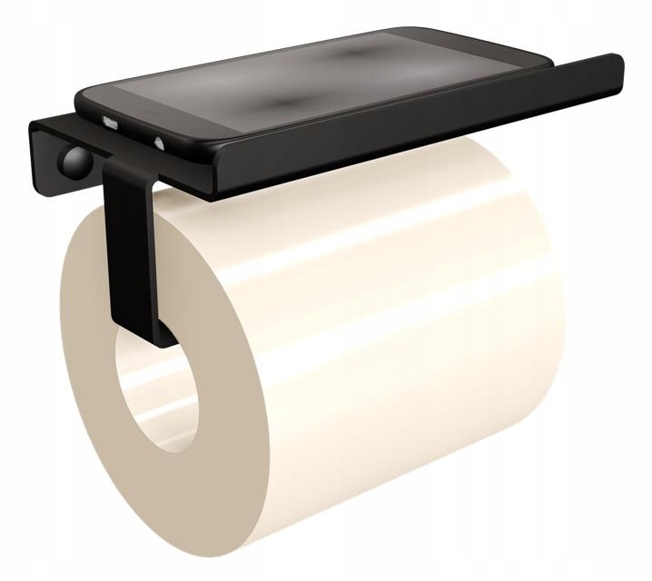 

Uchwyt wieszak na papier toaletowy z półką czarny