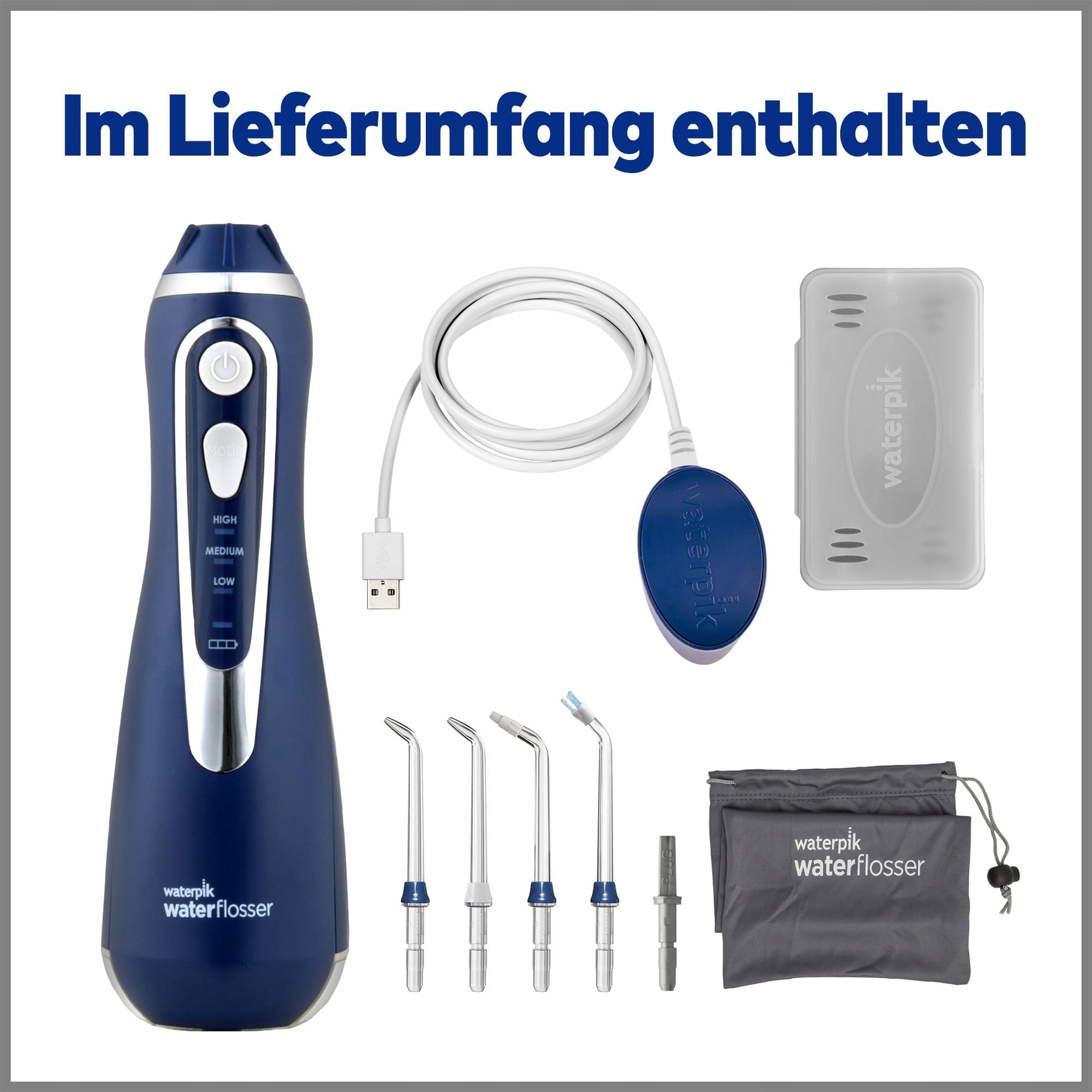 WATERPIK Bezprzewodowy Irygator Do Zębów 4 Końcówki 3 Ustawienia Niebieski — miniatura 9