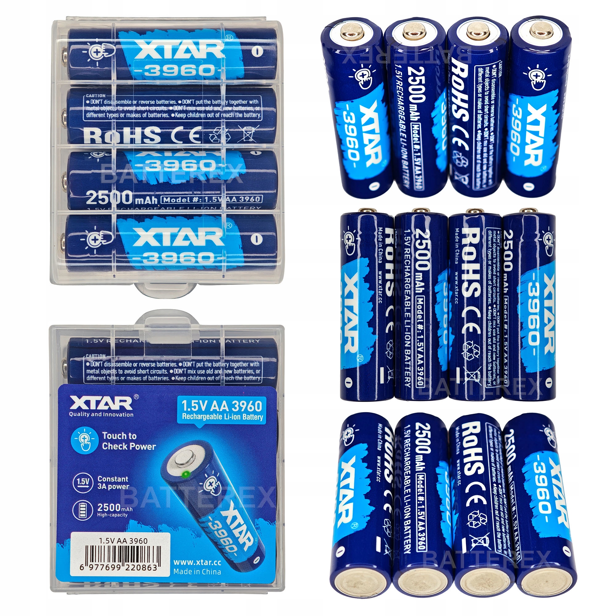Akumulatory Aa Xtar R6 1.5V Li-Ion 3960mwh 2500mAh Touch Check Power 4 szt