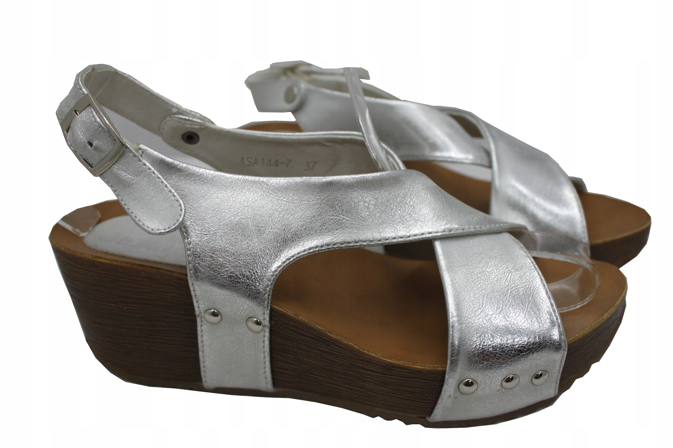 

Sandały Jezzi koturn platforma srebrny r 37