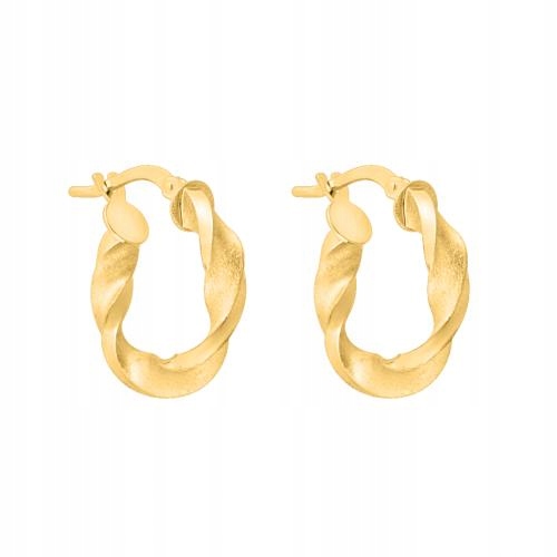 Zlaté náušnice 585 ve tvaru kruhu – módní, kroucené, elegantní design