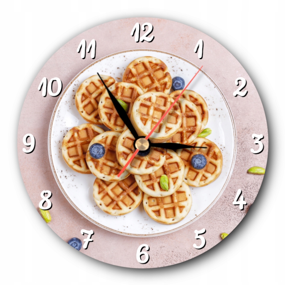 Okrągły zegar ścienny z goframi gofry do cukierni