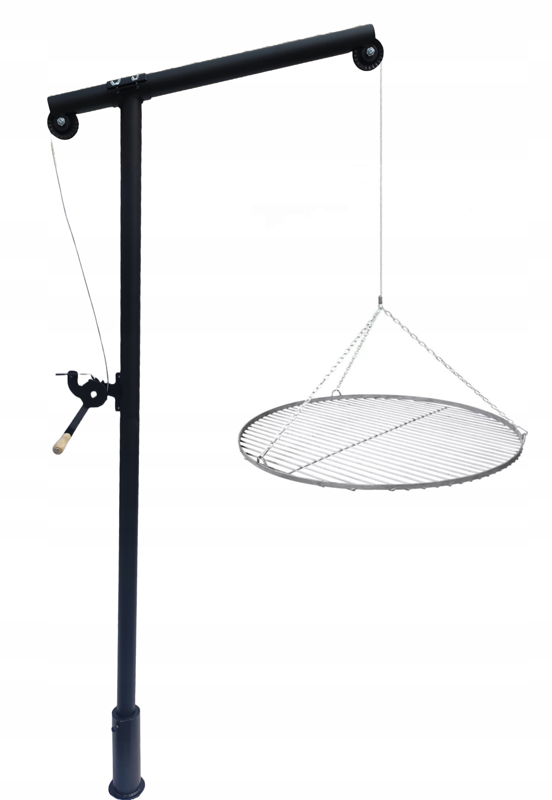 Grill ogrodowy Żuraw ramię regulowane ruszt 70cm uchwyt do montażu