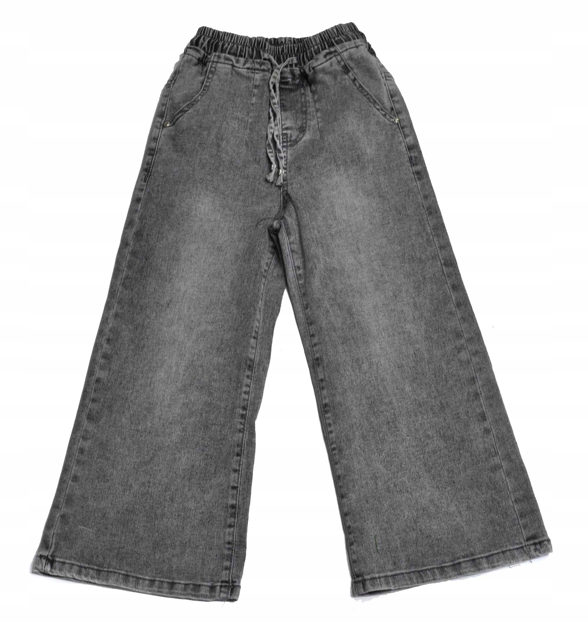 17061204 Szare Spodnie Szerokie Jeans R.140/10