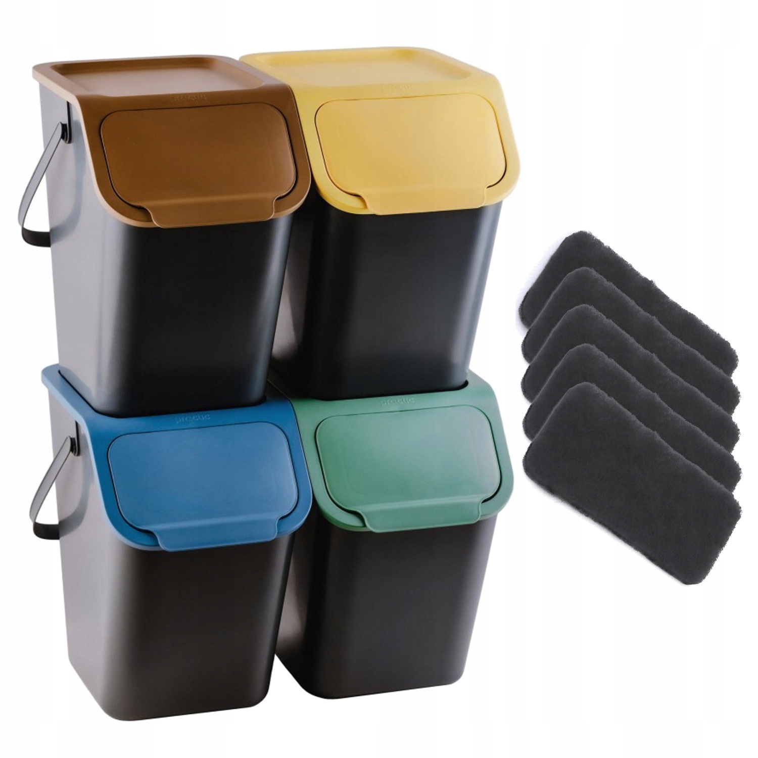 Sada 4 nádob na tříděný odpad 25 l uhlíkové filtry 5 ks