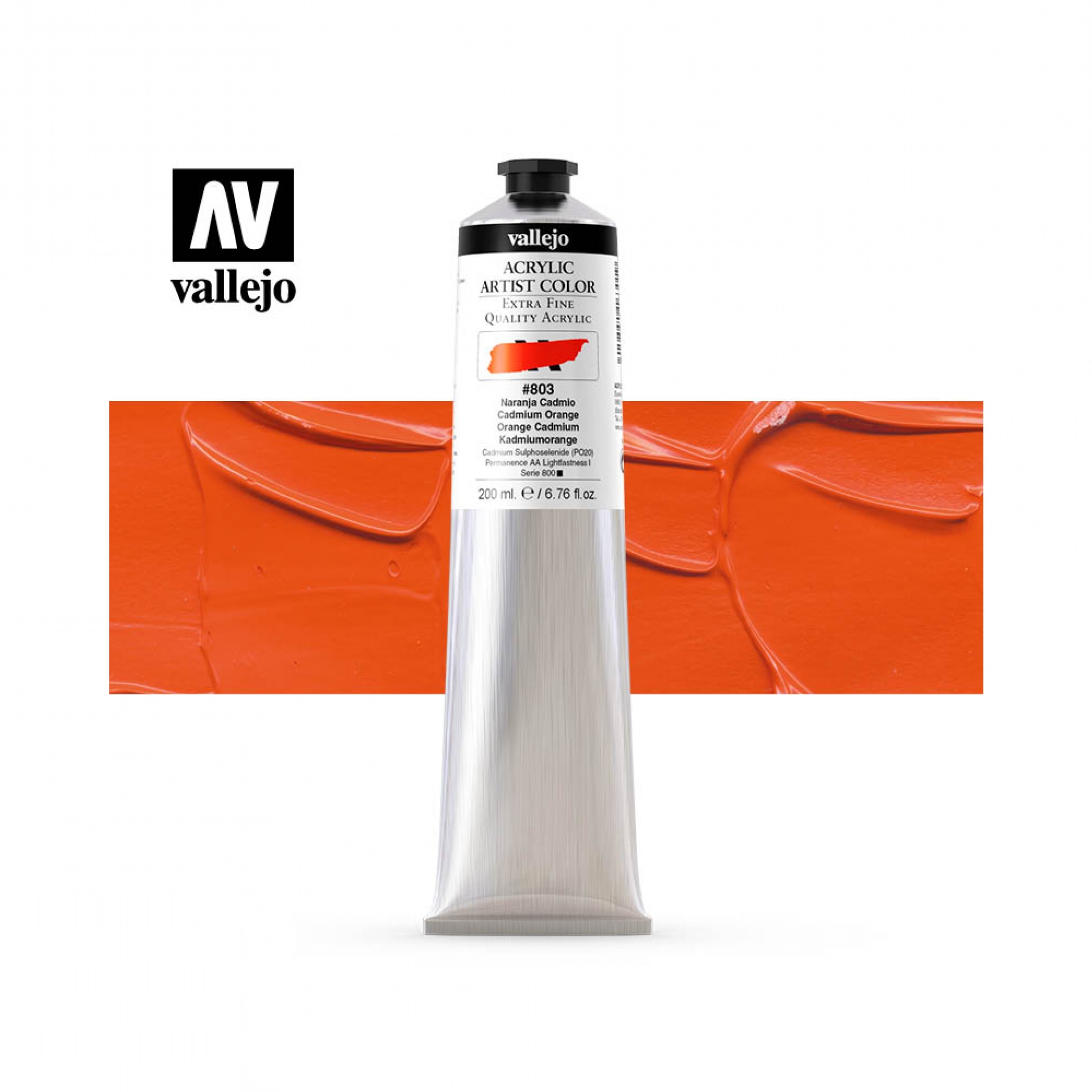Barva akrylová Vallejo 200 Ml 803 Cadmium orange