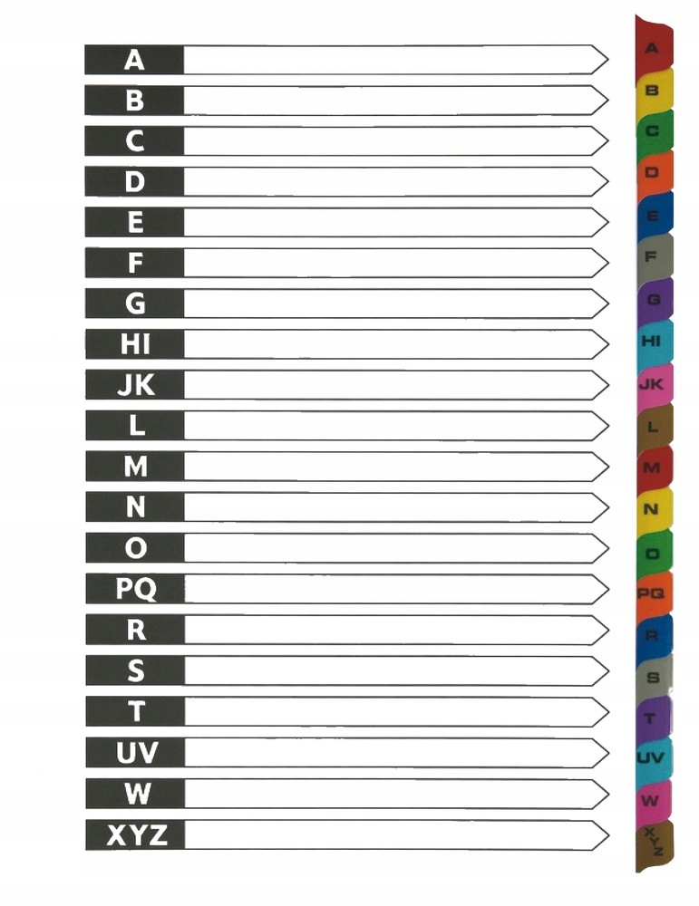 

Przekładki Alfabetyczne A-z Do Segregatora A4