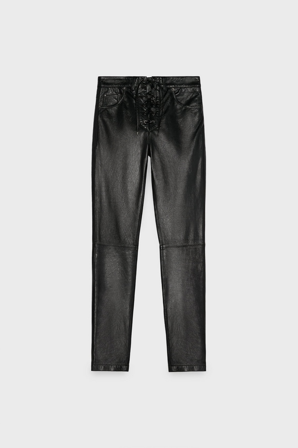 ZARA SKÓRZANE SPODNIE Z TROCZKAMI STEVEN MEISEL - L