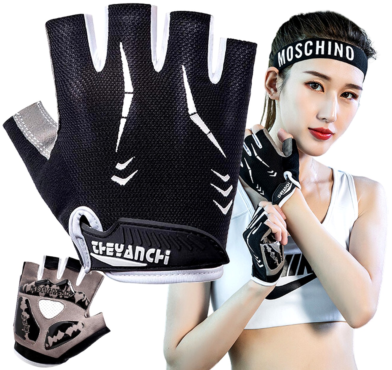 Rękawice do podnoszenia ciężarów treningowe czarne Marka inna