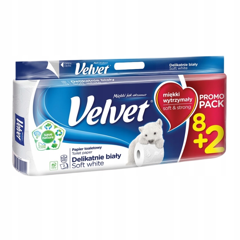 

Velvet Delikatnie Biały Papier Toaletowy 8+2 Rolki