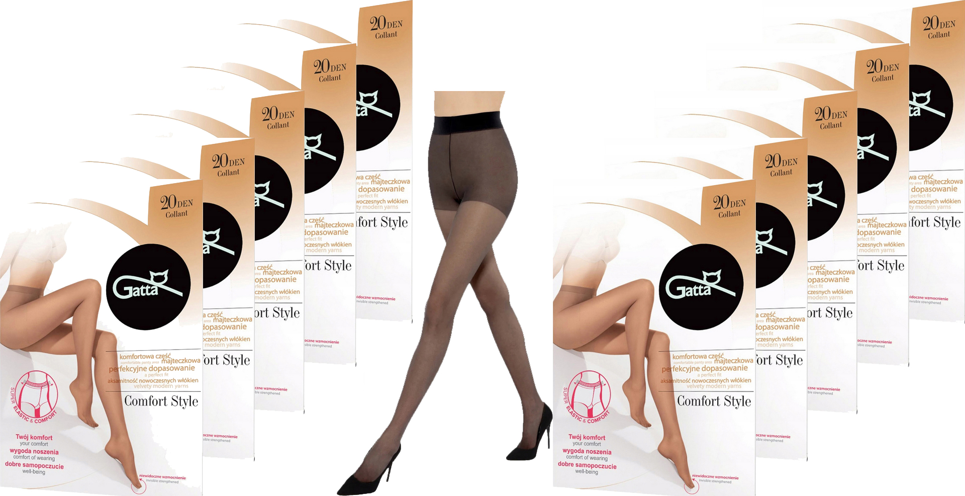 10 x Punčocháče Gatta Comfort Style 20 Den 4-L Nero