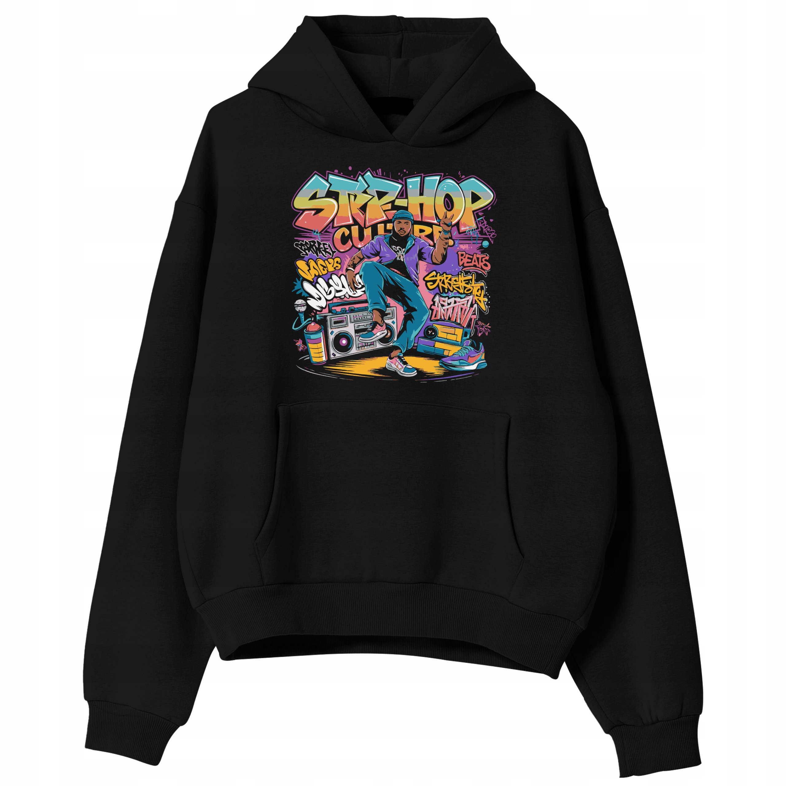 Pánská Mikina Černá Melted Ewar S Kapucí Teplá Módní vzor Dárek XXL