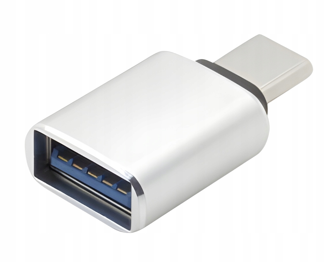 Przejściówka Adapter Usb-c Usb-a Srebrna Mini Do Ładowarki Laptopa A C