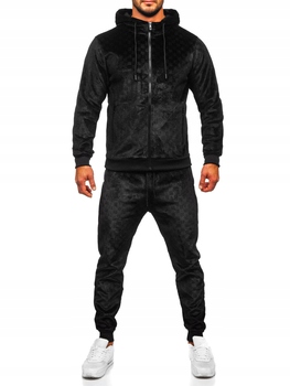 Teplákovka Pánský Tepláková Souprava Velurový Černý 3B115 DENLEY_2XL