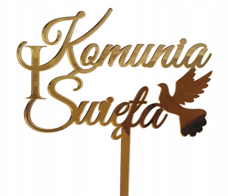 

Topper na komunię napis Komunia Św złote lustro