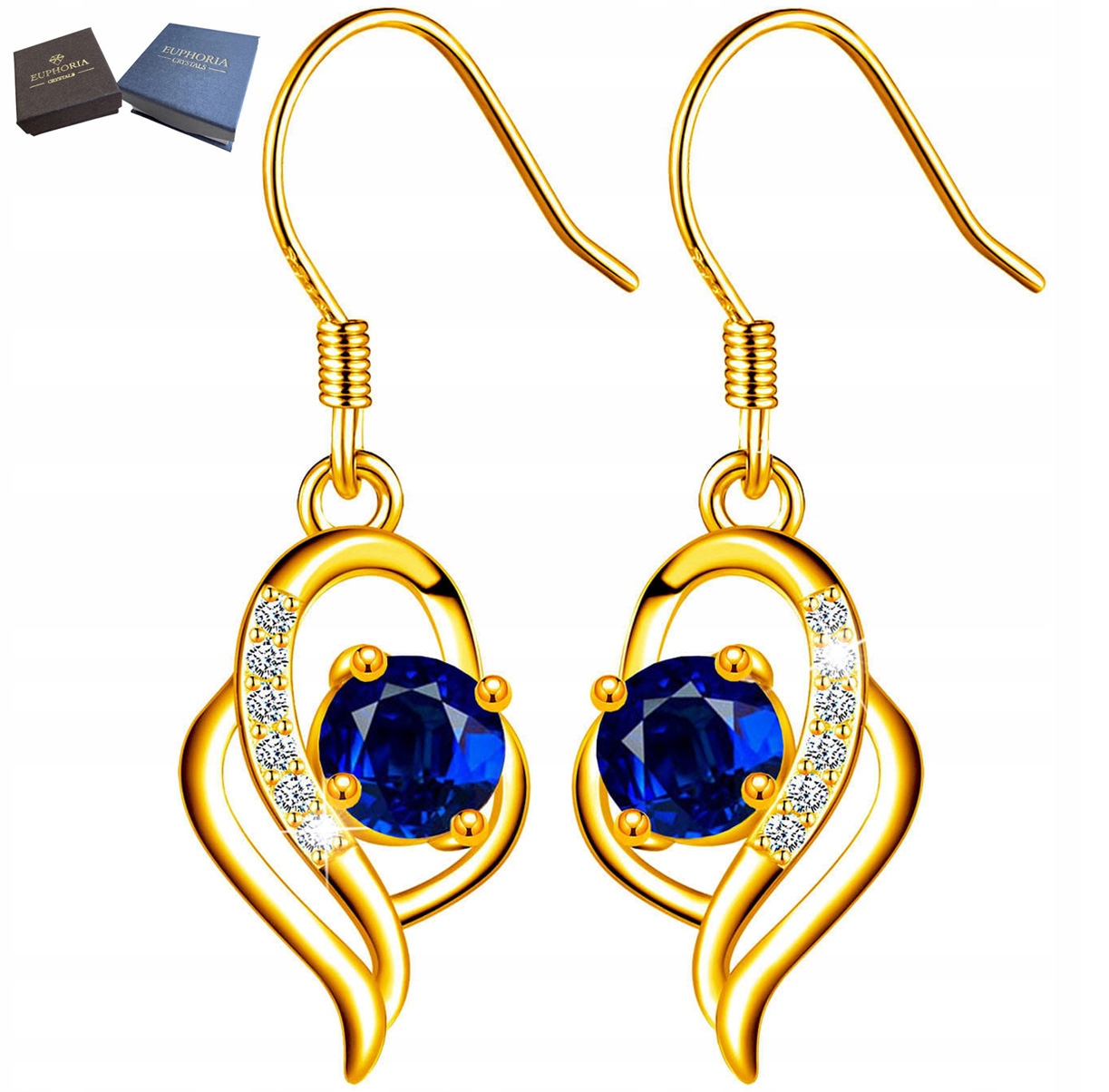 Krásné Zlaté Náušnice Stříbro 925 Zirkony jako Dárek Dámské Dlouhé Závěsné