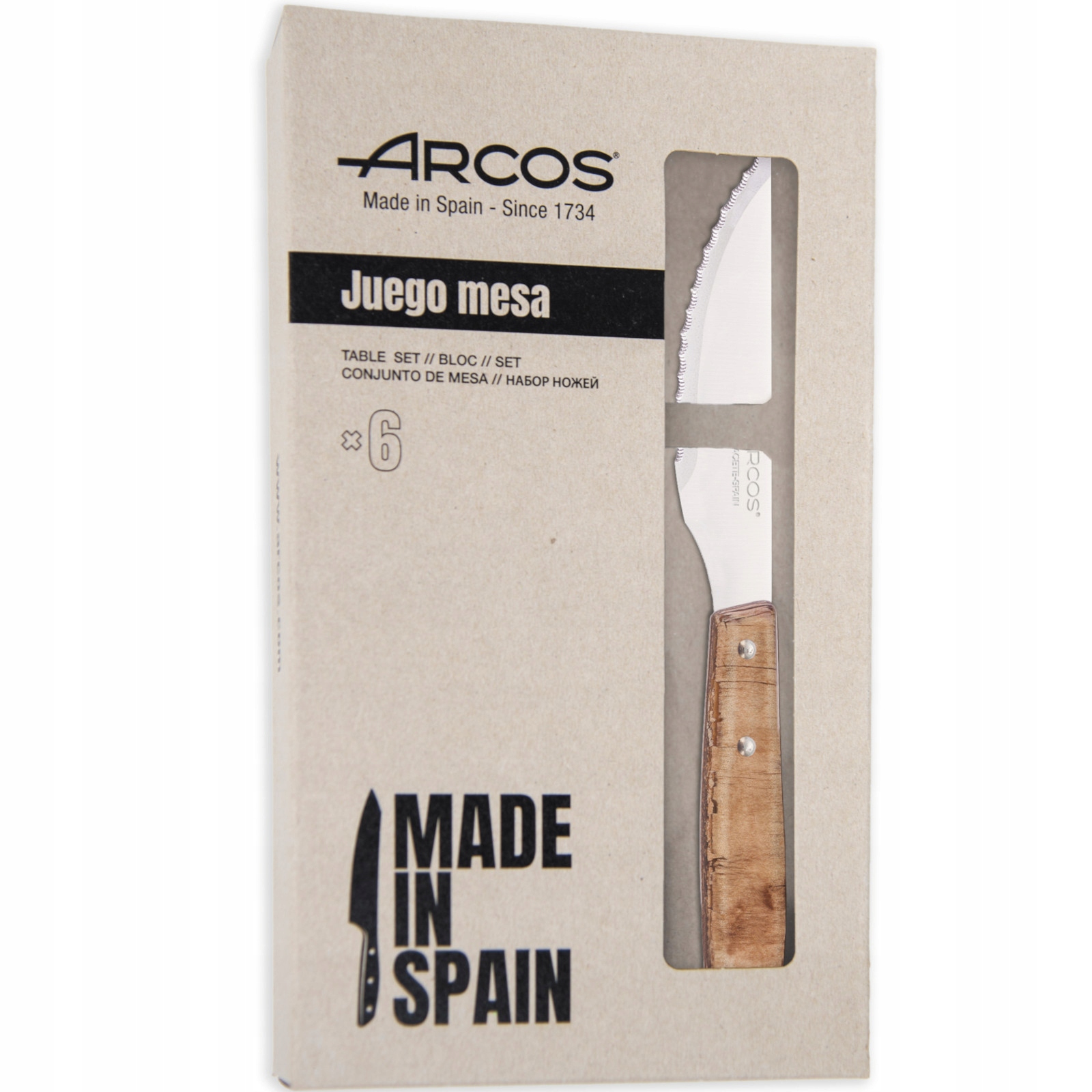 Sada Nožov Na Steaky 6 Ks S Drevenou Rukoväťou V Darčekovej Krabičke