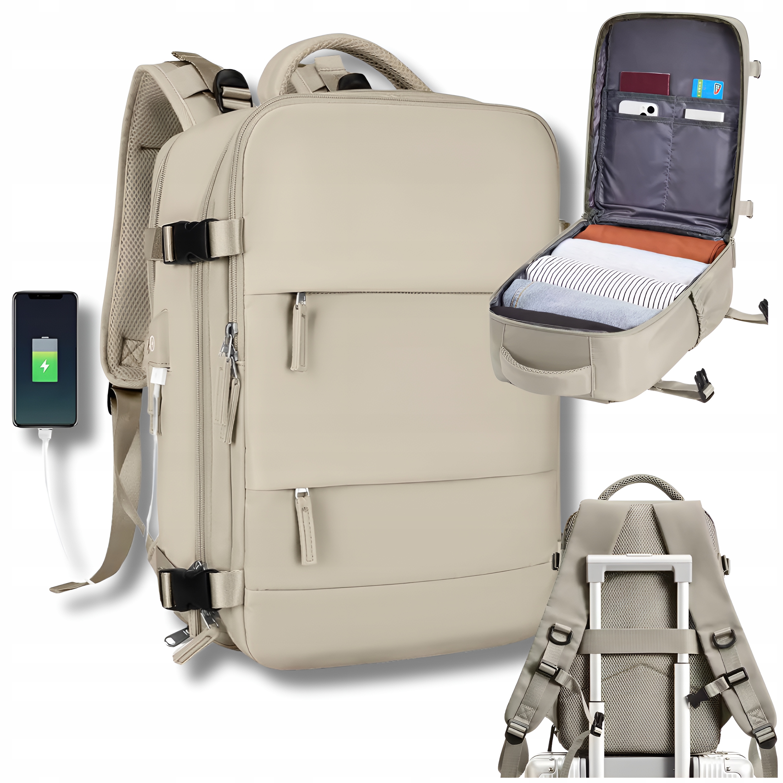 Plecak Podróżny Bagaż Podręczny Do Samolotu Wizzair Ryanair Kabinowy Usb Bż