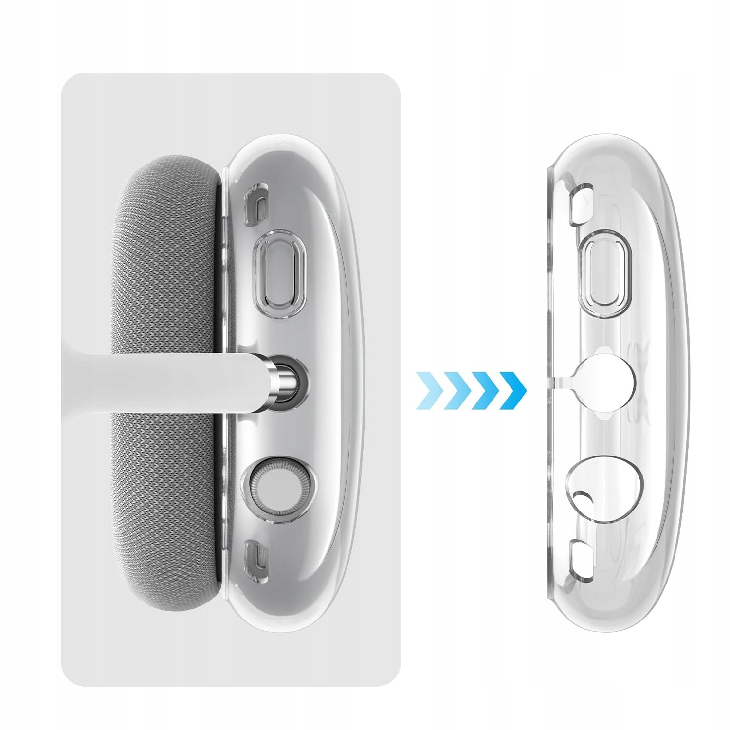 POKROWIEC ETUI NAUSZNIKI NA SŁUCHAWKI PRZEZROCZYSTY + OSŁONA NA PAŁĄK Marka bez marki