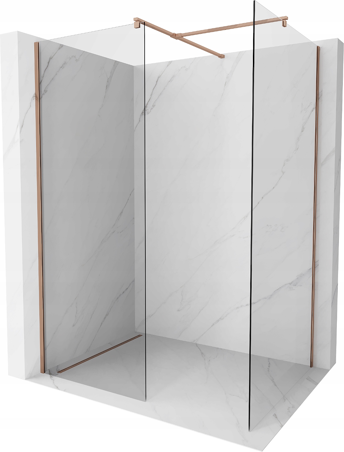 Mexen Kioto Ścianka Prysznicowa Walk-in 120X100 Transparent Różowe Złoto