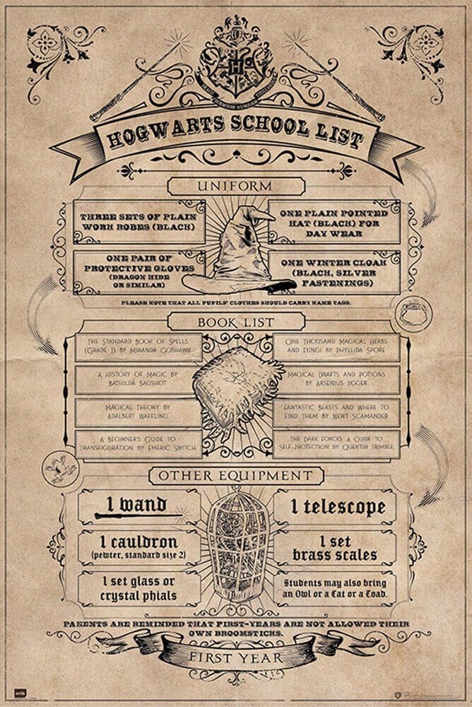 

Harry Potter Hogwarts School List plakat 61x91,5cm