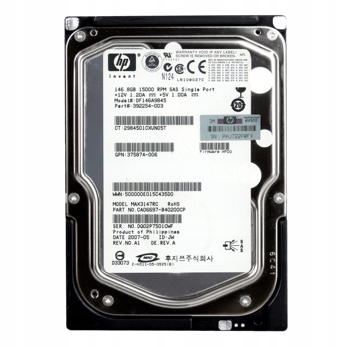 Hp 392254-003 146GB 15K 8MB Sas 3.5'' DF146A9845